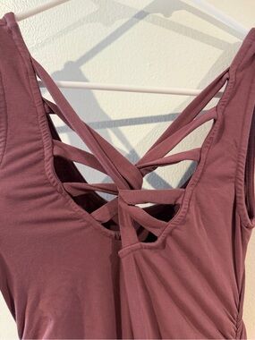 Synergy Organic Sleeveless Mauve  Dress with Crisscross Braided Back